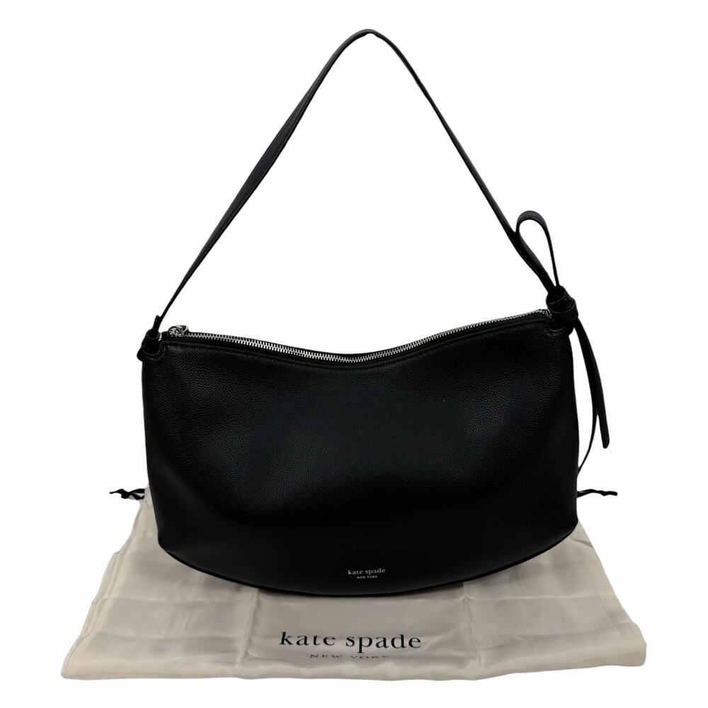 Kate Spade Loop Large Shoulder Bag Pebble Leather Black Silver - Picture 3 of 15
